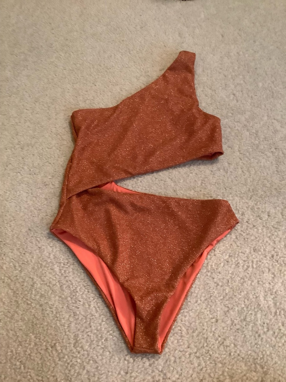 Beach Riot x Free People Celine One-Piece Cutout Swimsuit Metallic Orange Large.